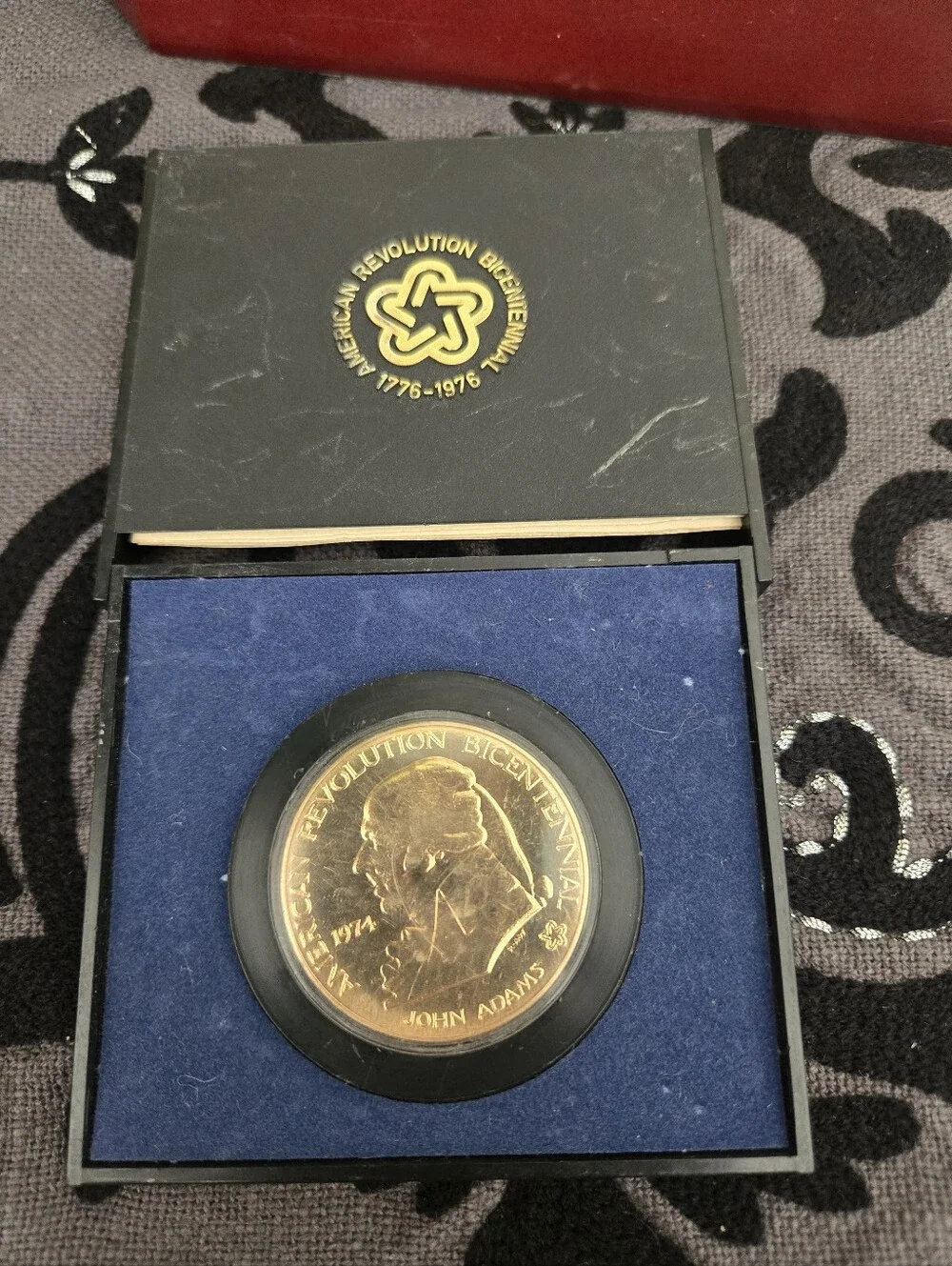 Commemorative Gold-Tone John Adams Bicentennial Coin - Black Display Case